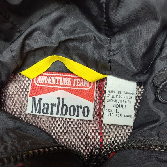 Vintage Marlboro Adventure Team Red Hooded Windbreaker Jacket - Men's Large L - Picture 3 of 7